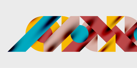 Poster - Modern abstract background featuring circles, lines, and triangles in a dynamic geometric composition. Perfect for stylish, tech, or creative-themed designs