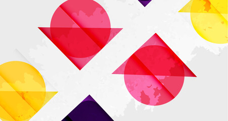 Aufkleber - Squares, circles and triangles and grainy noisy texture. Vector Illustration For Wallpaper, Banner, Background, Card, Book Illustration, landing page