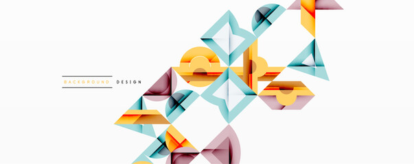Leinwandbilder - Minimal geometric abstract background. Circle square and triangle design