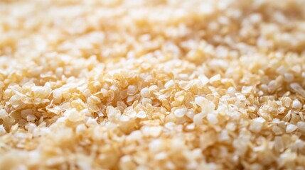 Fototapete - A close-up of dried rice straw spread across the ground, with its intricate texture visible, creating a rustic and organic pattern in soft natural lighting.