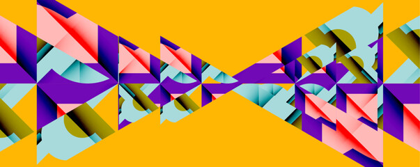 Aufkleber - Abstract geometric composition with interlocking circular and angular shapes, featuring smooth gradients and sharp contrasts on a white background
