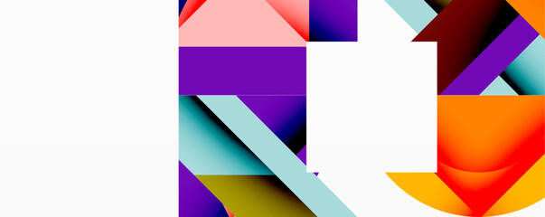 Poster - Abstract geometric composition with interlocking circular and angular shapes, featuring smooth gradients and sharp contrasts on a white background