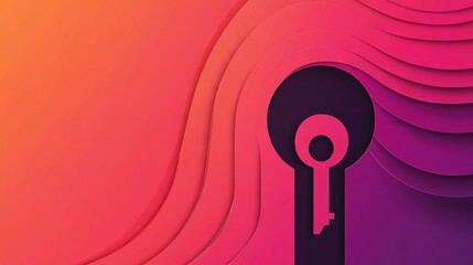 Poster - abstract keyhole design with vibrant gradient background, illustrating security and access themes