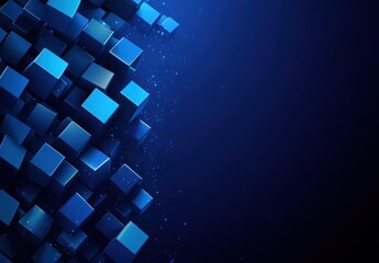 Wall Mural - Abstract blue cubes background with copy space.