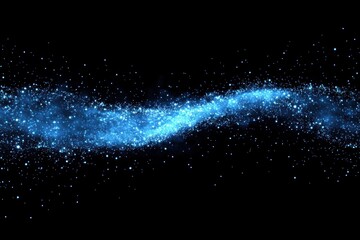 Wall Mural - abstract blue glowing particles swirling on black background.