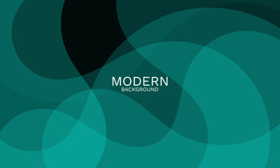 Poster - Elegant green and dark abstract background with smooth dynamic curves