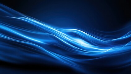 Wall Mural - Abstract blue glowing wave background.