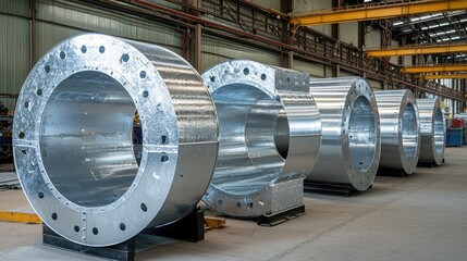Poster - Large Metallic Industrial Parts in Manufacturing Facility Space