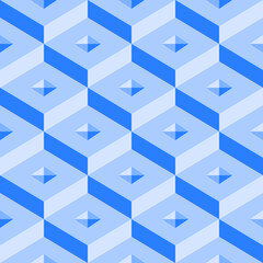 Poster - Geometric Blue Tones Pattern With 3D Effect for Modern Backgrounds