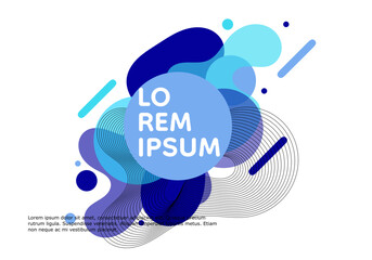 Poster - Abstract illustration with blue geometric shapes and line patterns