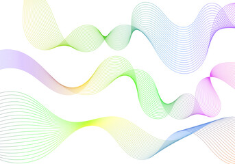 Poster - Abstract multicolored waveform lines on a clean, bright, white backdrop