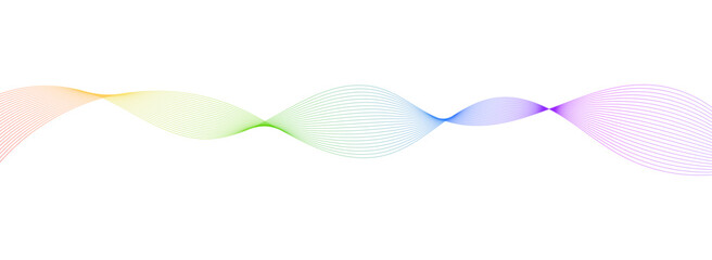 Poster - Abstract flowing rainbow colored lines wave on a clean white background
