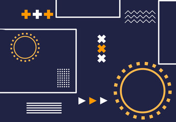 Poster - Abstract geometric shapes in dark blue and orange tones, modern design