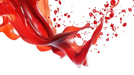 Poster - Abstract Red Liquid Splash with Dynamic Movement on White Background