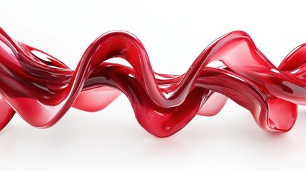 Poster - Elegant Red Abstract Wave Sculpture on White Background