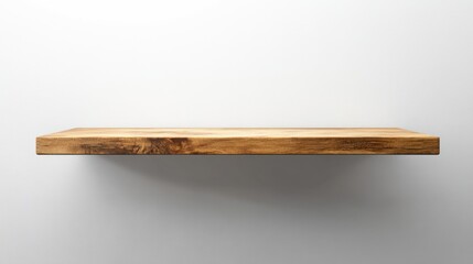 Poster - Simple Wooden Shelf Mounted Against Clean White Wall Surface