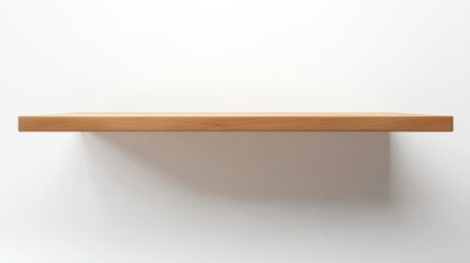 Poster - Minimalist Wooden Shelf Against White Wall for Interior Decoration