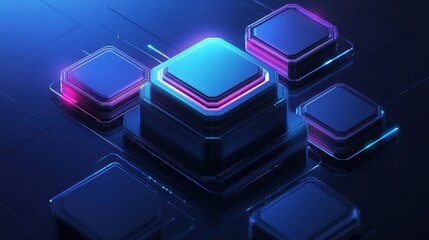 Poster - Futuristic Abstract Background with Glowing Geometric Shapes and Colors