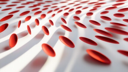 Poster - Abstract Pattern with Red Circles on White Surface with Shadows
