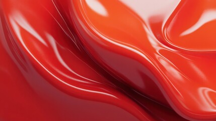 Poster - Glossy Red Fluid Texture Flowing in Abstract Waves and Shapes