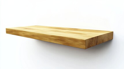 Poster - Sleek Wooden Shelf Against Minimalist White Wall Display