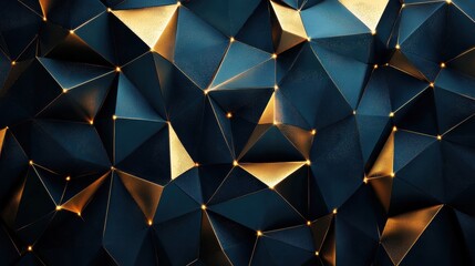Poster - Abstract Geometric Background with Golden and Dark Blue Patterns