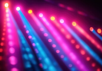 Poster - Colorful Light Beams and Bokeh Effect Creating Vivid Atmosphere for Parties, Events, Clubs, and Celebrations in a Dark Background