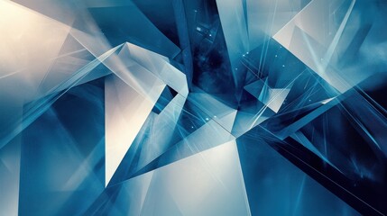 Poster - Abstract Blue Geometric Shapes with Light and Shadow Effects