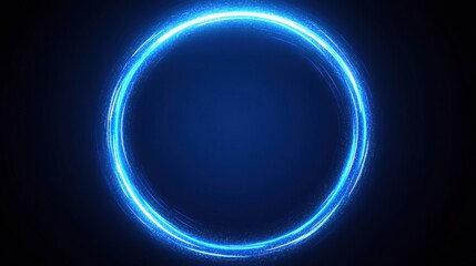 Poster - Abstract Blue Neon Light Circle on Dark Background for Design Use