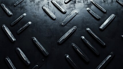 Poster - Abstract Metal Texture with Raised Patterns on Dark Surface