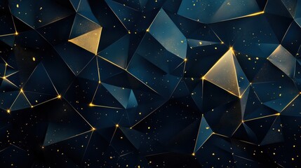 Poster - Abstract Dark Blue Background with Glowing Geometric Shapes