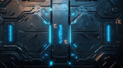 Poster - Futuristic Sci-Fi Background with Glowing Blue Elements and Texture