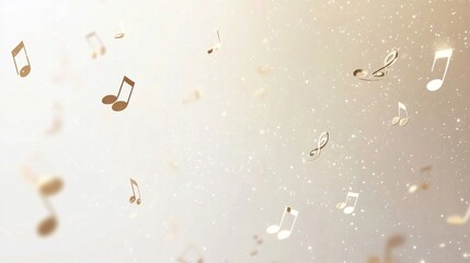 Wall Mural - Musical Notes Floating on a Shimmering Background in Soft Colors