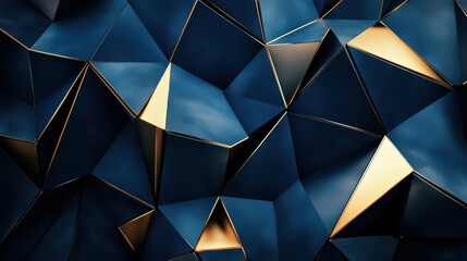 Poster - Geometric Abstract Background with Blue and Gold Tones