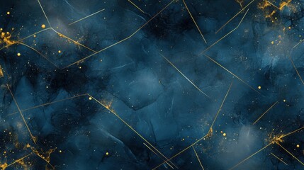 Poster - Abstract Blue and Gold Texture with Dynamic Lines and Dust Particles