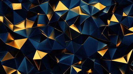 Poster - Geometric Background with Gold and Blue Facets and Shiny Texture