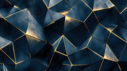 Poster - Abstract Geometric Background with Shimmering Gold Lines and Dark Tones