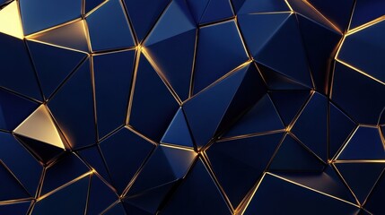Poster - Abstract Blue and Gold Geometric Shapes with Sharp Edges