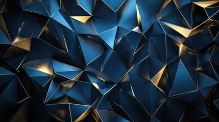 Poster - Geometric Blue and Gold Abstract Background with Sharp Edges and Texture