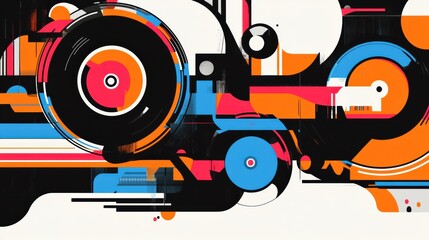 Poster - Abstract Vibrant Composition with Geometric Shapes and Colors