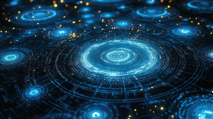 Poster - Futuristic Abstract Technology Background with Circles and Light