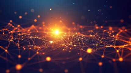 Poster - Abstract Digital Network with Glowing Points and Lines in 3D