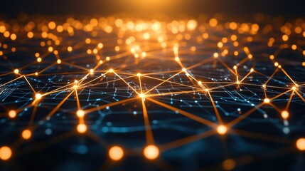 Poster - Abstract Digital Network Concept with Glowing Nodes and Connections