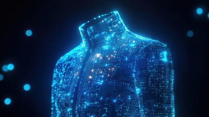 Poster - Digital Glow Jacket with Futuristic Circuit Pattern and Light Effects