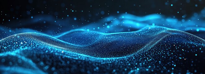 Wall Mural - Abstract blue particle wave background.