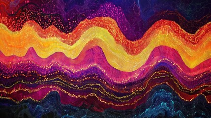 Poster - Vibrant Abstract Flowing Waves with Rich Colors and Dynamic Patterns