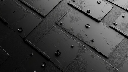 Poster - Textured Black Surface with Rectangular Shapes and Glossy Details