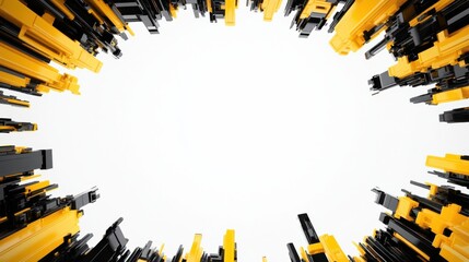 Poster - Abstract Digital Landscape with Black and Yellow Vertical Structures