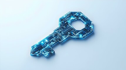 Poster - Holographic Digital Lock and Key Design, futuristic security concept, vibrant colors, intricate patterns, modern technology representation.