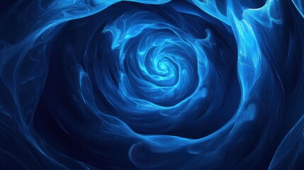 Poster - Deep Blue Swirl Abstract Background with Ethereal Light Effects